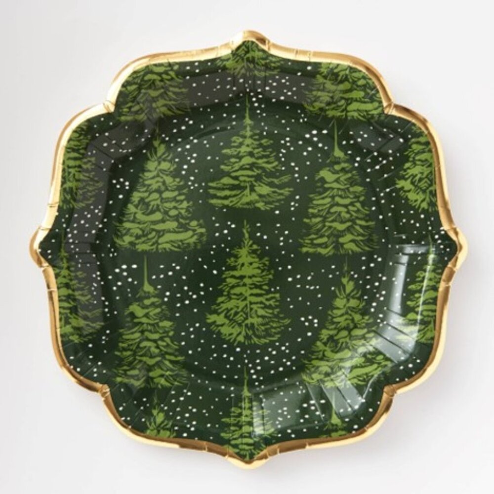 Elegant Green Christmas Tree Paper Plates